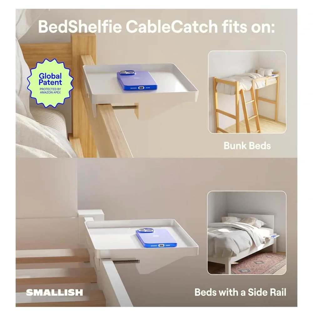 BedShelfie Bedside Shelf for Dorm Room Bunk Bed & Top Bunk